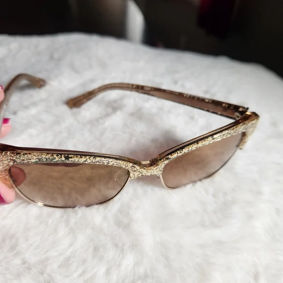 KATE SPADE GOLD GLITTER CAT EYE SHIRA / S SUNGLASSES OW51 display picture 2